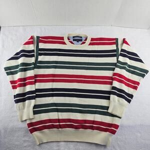 Vintage Tommy Hilfiger Golf Knit Pullover Sweater Multi Colored Stripes Sz Large